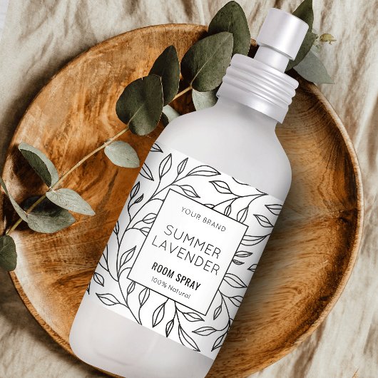 Minimalistisch groen Bloemenkamer Spray Fles Label