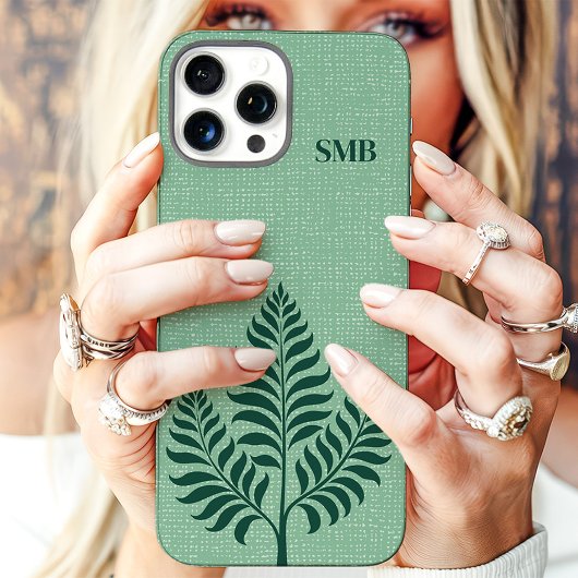 Minimalistisch groen botanisch monogram Case-Mate iPhone case
