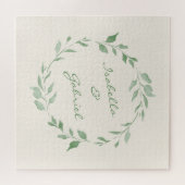 Minimalistisch Groen Botanisch Wreatsaangepast Legpuzzel (Horizontaal)