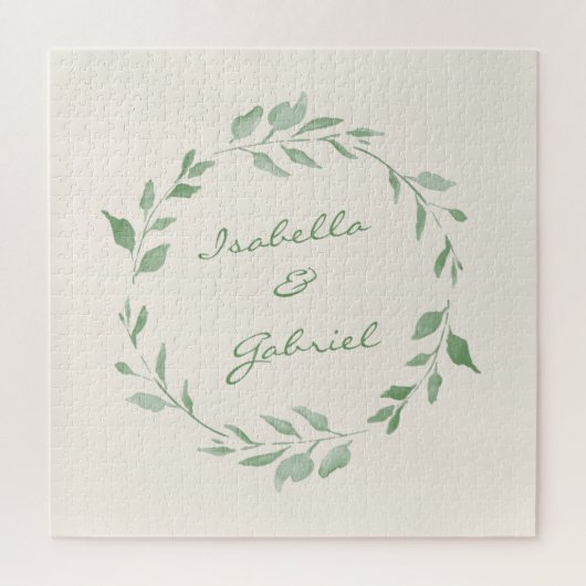 Minimalistisch Groen Botanisch Wreatsaangepast Legpuzzel (Verticaal)