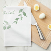 Minimalistisch Groen Botanisch Wreatsaangepast Theedoek (Quarter Fold)