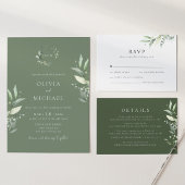 Minimalistisch groen Botanische bruiloft uitnodigi Kaart