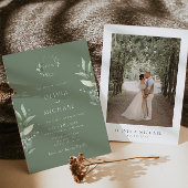 Minimalistisch groen Botanische bruiloft uitnodigi Kaart