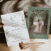 Minimalistisch groen Botanische bruiloft uitnodigi Kaart
