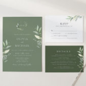 Minimalistisch groen Botanische bruiloft uitnodigi Kaart