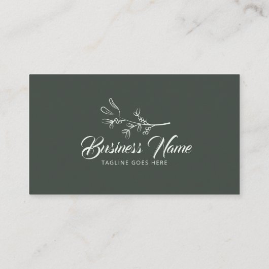 Minimalistisch groen Botanische tak Sociale media Visitekaartje (Achterkant)