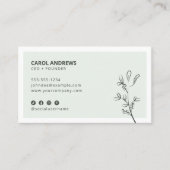 Minimalistisch groen Botanische tak Sociale media Visitekaartje (Voorkant)