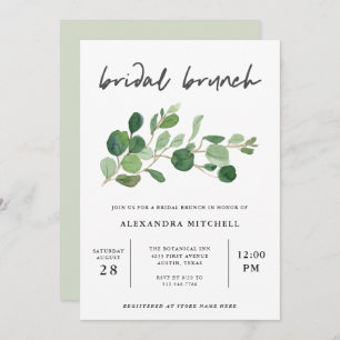Minimalistisch groen Bridal Brunch Kaart