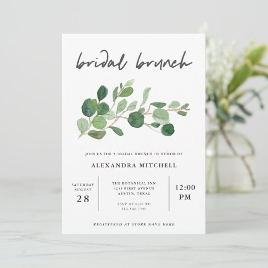 minimalistisch groen | bruidbrunch kaart (Staand voorkant)