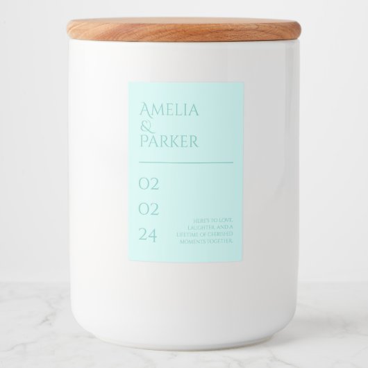 Minimalistisch Groen Bruiloft Kaars Label Voedselcontainer Etiket (Voorkant)
