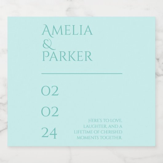 Minimalistisch groen bruiloft mousserende wijn lab sparkling wijnetiket (Enkel label)