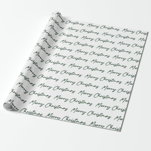 Minimalistisch groen cursief script kerst cadeaupapier (Uitgerold)