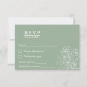 Minimalistisch groen en marinedruiend RSVP bruilof (Voorkant)