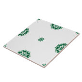 Minimalistisch groen en wit bloemmotief tegeltje (Zijkant)