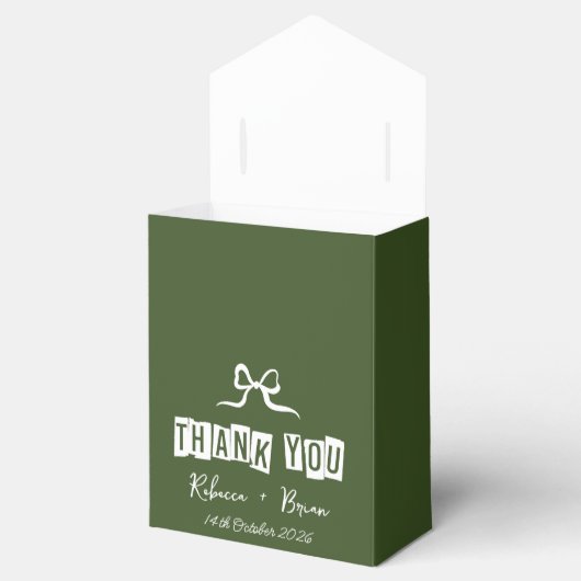 Minimalistisch groen en wit dank u bruiloft bedankdoosjes (Geopend)