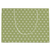 Minimalistisch groen en wit monogram groot cadeauzakje (Voorkant)