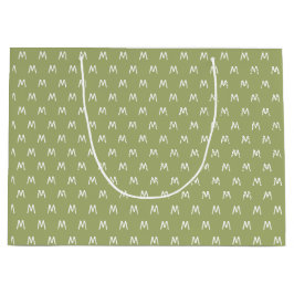 Minimalistisch groen en wit monogram groot cadeauzakje
