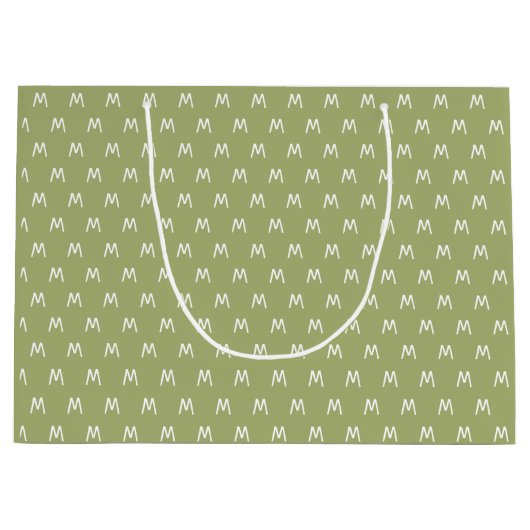 Minimalistisch groen en wit monogram groot cadeauzakje (Voorkant)