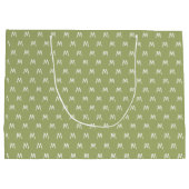 Minimalistisch groen en wit monogram groot cadeauzakje (Achterkant)
