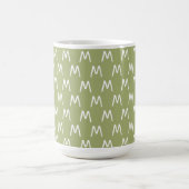 Minimalistisch groen en wit monogram koffiemok (Center)