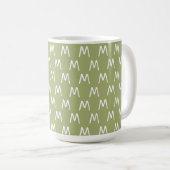 Minimalistisch groen en wit monogram koffiemok (Voorkant rechts)