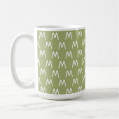 Minimalistisch groen en wit monogram koffiemok (Links)