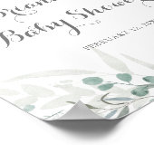 Minimalistisch groen Eucalyptus Baby shower welkom Poster (Hoek)