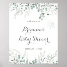 Minimalistisch groen Eucalyptus Baby shower welkom