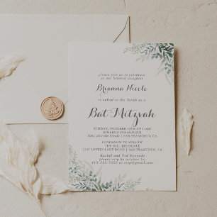 Minimalistisch groen Eucalyptus Bat Mitzvah Kaart