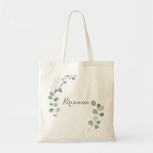 Minimalistisch groen Eucalyptus bruidsmeisje Canva Tote Bag (Voorkant)