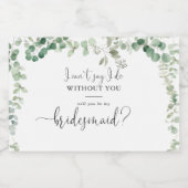 Minimalistisch groen eucalyptus bruidsmeisje voors sparkling wijnetiket (Enkel label)