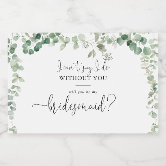 Minimalistisch groen eucalyptus bruidsmeisje voors sparkling wijnetiket (Enkel label)