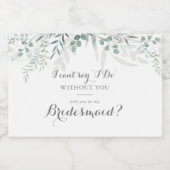 Minimalistisch groen Eucalyptus bruidsmeisje voors Sparkling Wijnetiket (Enkel label)