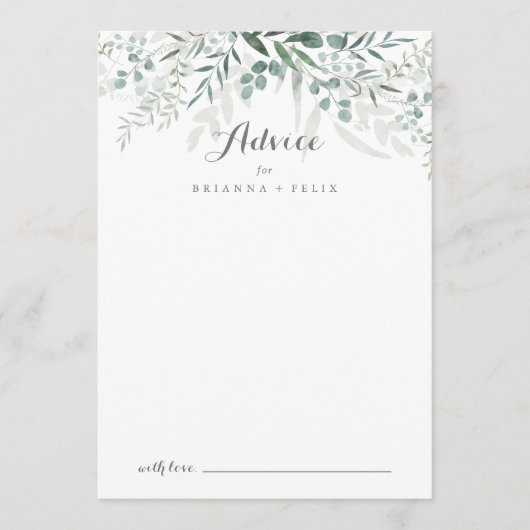 Minimalistisch groen eucalyptus bruiloft advieskaart (Voorkant)