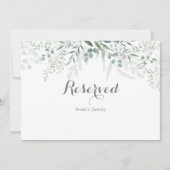 Minimalistisch groen eucalyptus bruiloft gereserve (Voorkant)