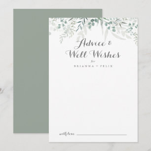 Minimalistisch groen eucalyptus bruiloft goed wens advieskaart