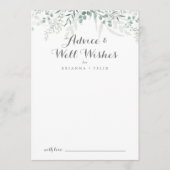 Minimalistisch groen eucalyptus bruiloft goed wens advieskaart (Voorkant)