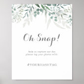 Minimalistisch groen eucalyptus bruiloft oh snap poster (Voorkant)