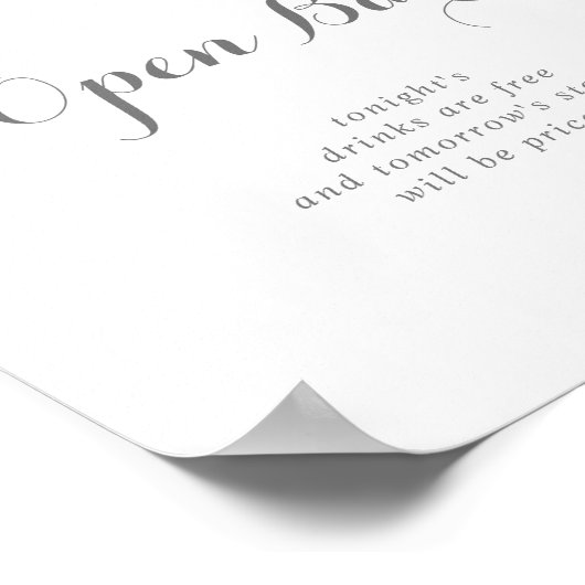 Minimalistisch groen Eucalyptus bruiloft open bar Poster (Hoek)