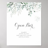 Minimalistisch groen Eucalyptus bruiloft open bar Poster (Voorkant)