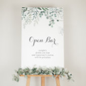 Minimalistisch groen Eucalyptus bruiloft open bar Poster