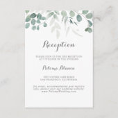 Minimalistisch groen eucalyptus bruiloft receptie informatiekaartje (Voorkant)