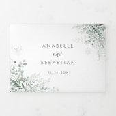 Minimalistisch groen Eucalyptus bruiloft uitnodigi Drieluik Uitnodiging (Cover)