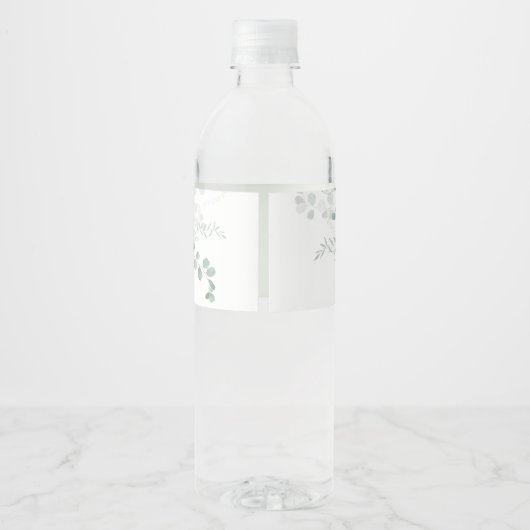 Minimalistisch groen eucalyptus bruiloft waterfles etiket (Achterkant)