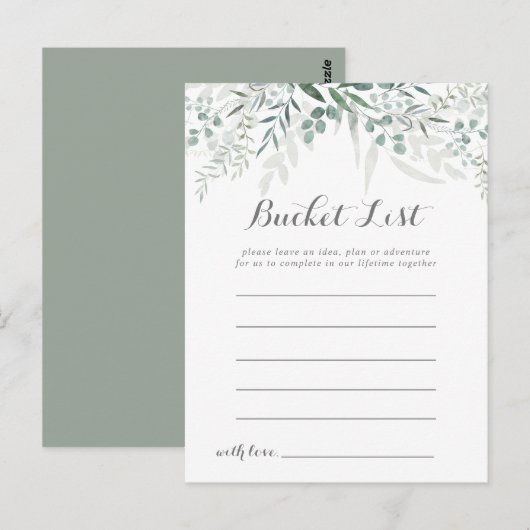 Minimalistisch groen Eucalyptus Bucket List Kaarte Briefkaart (Voorkant / Achterkant)