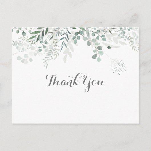 Minimalistisch groen Eucalyptus Dank u Briefkaart (Voorkant)