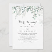 Minimalistisch groen Eucalyptus Elopement receptie Kaart (Voorkant)
