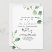 Minimalistisch groen Eucalyptus Front & Back Weddi Kaart (Voorkant)