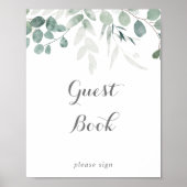 Minimalistisch groen Eucalyptus Gastenboek teken Poster (Voorkant)