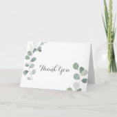 Minimalistisch groen Eucalyptus gevouwen bruiloft Bedankkaart (Voorkant)